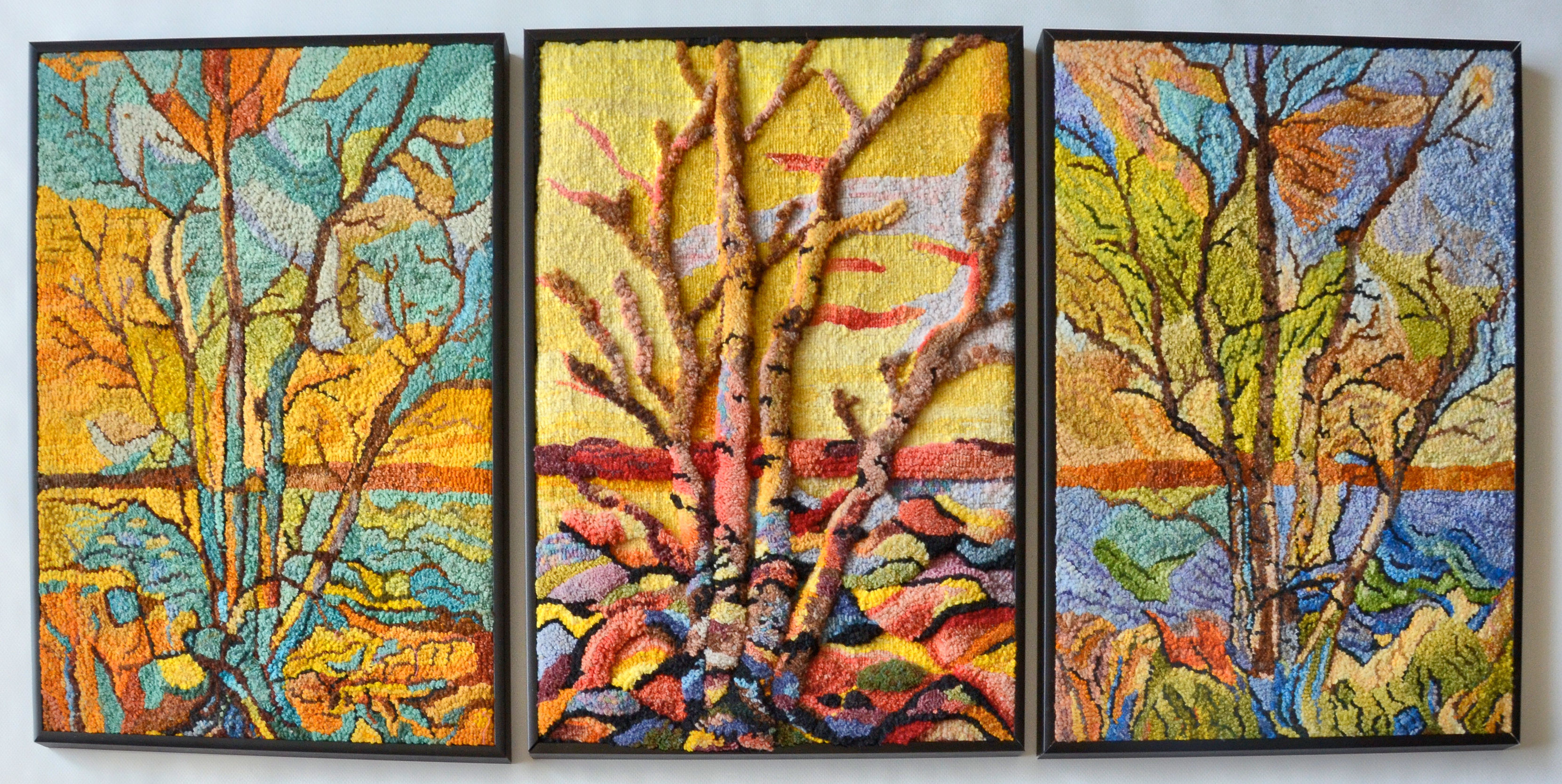 Adventure with Colours
each panel is 12"x16"
#3 cut hand-dyed wool on linen